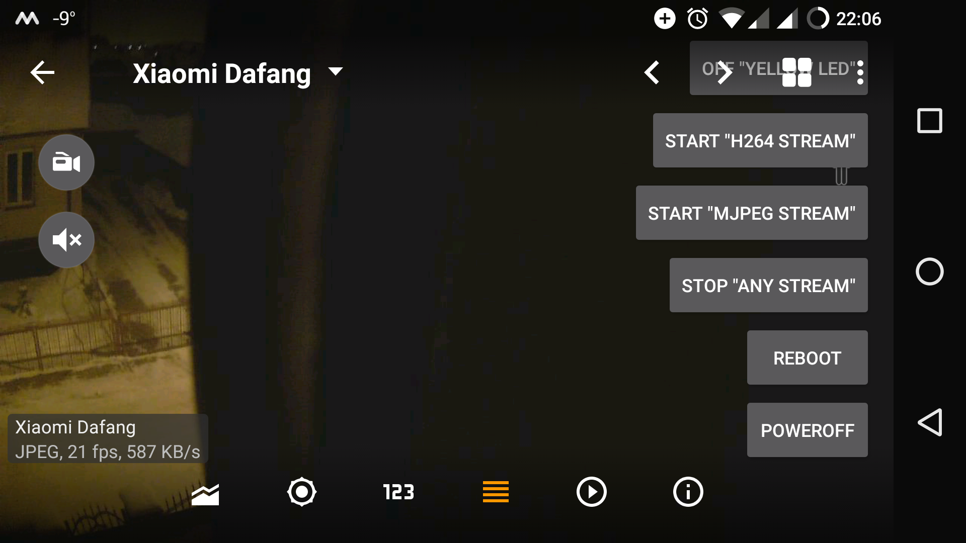 tinyCam App on Android with Commands